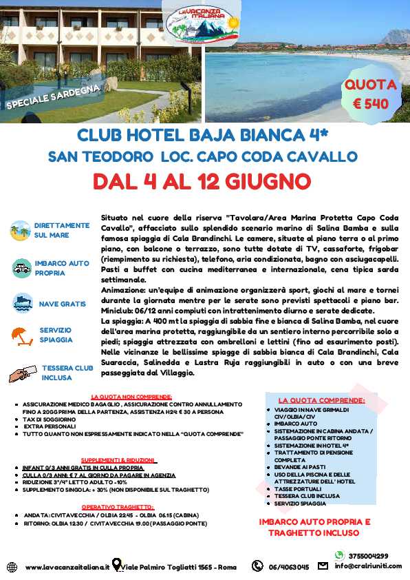 4-12 GIUGNO BAJA BIANCA 2025